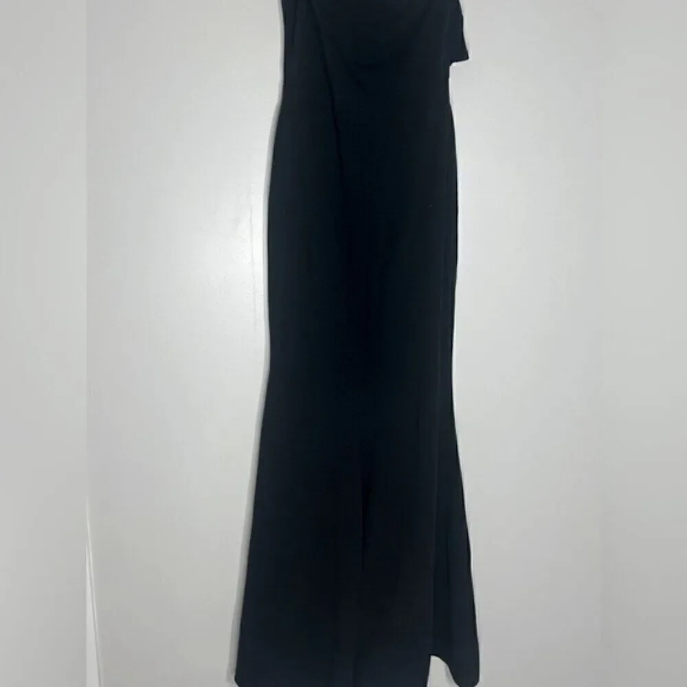 AQUA Scuba Crepe Off-the-Shoulder Gown New evening dress Black Size 8 New - Picture 7 of 13